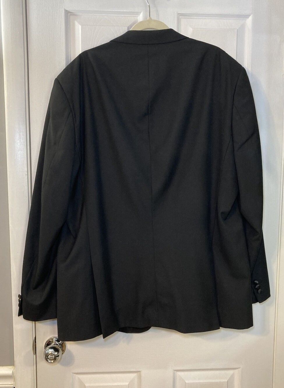 House of St. Benets Black Two Button Tuxedo Jacket Satin Lapel 52L Long - Picture 2 of 13
